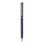 Stylo en aluminium recyclé avec clip chromé et encre bleue couleur bleu troisième vue