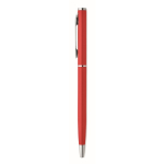Stylo en aluminium recyclé avec clip chromé et encre bleue couleur rouge quatrième vue