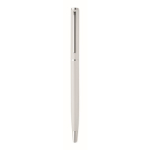 Stylo en aluminium recyclé avec clip chromé et encre bleue couleur blanc troisième vue