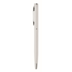 Stylo en aluminium recyclé avec clip chromé et encre bleue couleur blanc quatrième vue