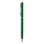 Stylo en aluminium recyclé avec clip chromé et encre bleue couleur vert quatrième vue