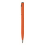 Stylo en aluminium recyclé avec clip chromé et encre bleue couleur orange quatrième vue