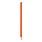 Stylo en aluminium recyclé avec clip chromé et encre bleue couleur orange cinquième vue