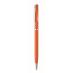 Stylo en aluminium recyclé avec clip chromé et encre bleue couleur orange vue principale