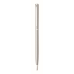 Stylo en aluminium recyclé avec clip chromé et encre bleue couleur argenté mat troisième vue