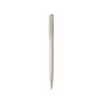 Stylo en aluminium recyclé avec clip chromé et encre bleue couleur argenté mat vue avec zone d'impression
