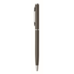 Stylo en aluminium recyclé avec clip chromé et encre bleue couleur titan quatrième vue