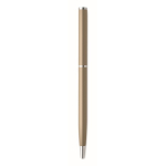 Stylo en aluminium recyclé avec clip chromé et encre bleue couleur champagne cinquième vue