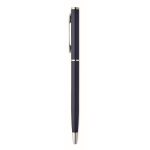 Stylo en aluminium recyclé avec clip chromé et encre bleue couleur bleu marine quatrième vue