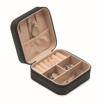 Boîte à bijoux de voyage en PU et velours avec 3 compartiments couleur noir deuxième vue