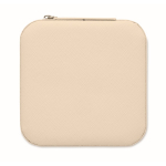 Boîte à bijoux de voyage en PU et velours avec 3 compartiments couleur beige sixième vue