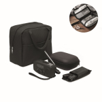 Kit d’urgence 3 en 1 avec radio et lampe torche LED dans sac isotherme couleur noir deuxième vue