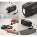 Kit d’urgence 3 en 1 avec radio et lampe torche LED dans sac isotherme couleur noir