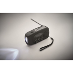 Kit d’urgence 3 en 1 avec radio et lampe torche LED dans sac isotherme couleur noir vue photographique