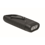 Lampe torche en plastique rigide à 3 LED, panneau solaire et dynamo couleur noir deuxième vue