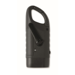 Lampe torche en plastique rigide à 3 LED, panneau solaire et dynamo couleur noir huitième vue