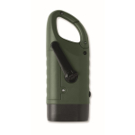 Lampe torche en plastique rigide à 3 LED, panneau solaire et dynamo couleur vert foncé huitième vue