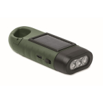 Lampe torche en plastique rigide à 3 LED, panneau solaire et dynamo couleur vert foncé dixième vue