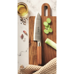 Couteau de chef en acier inoxydable et bois de hêtre avec protection couleur argenté vue d'ambiance principale