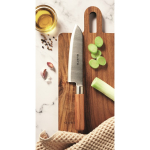 Couteau de chef en acier inoxydable et bois de hêtre avec protection couleur argenté deuxième vue d'ambiance principale