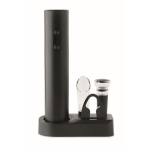 Set à vin en plastique avec tire-bouchon électrique et accessoires couleur noir deuxième vue