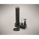 Set à vin en plastique avec tire-bouchon électrique et accessoires couleur noir vue principale