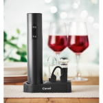 Set à vin en plastique avec tire-bouchon électrique et accessoires couleur noir vue d'ambiance principale