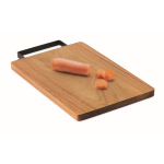Planche à découper en bois d'acacia avec poignée pratique en inox couleur bois deuxième vue