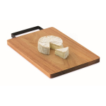 Planche à découper en bois d'acacia avec poignée pratique en inox couleur bois troisième vue
