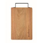 Planche à découper en bois d'acacia avec poignée pratique en inox couleur bois quatrième vue principale