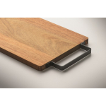 Planche à découper en bois d'acacia avec poignée pratique en inox couleur bois cinquième vue photographique