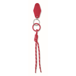 Porte-clés en corde tressée en polyester avec étiquette et anneau couleur rouge deuxième vue
