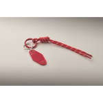 Porte-clés en corde tressée en polyester avec étiquette et anneau couleur rouge deuxième vue photographique