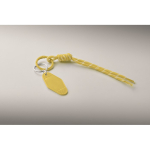 Porte-clés en corde tressée en polyester avec étiquette et anneau couleur jaune deuxième vue photographique