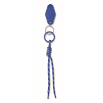 Porte-clés en corde tressée en polyester avec étiquette et anneau couleur bleu roi deuxième vue
