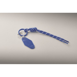 Porte-clés en corde tressée en polyester avec étiquette et anneau couleur bleu roi deuxième vue photographique