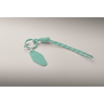 Porte-clés en corde tressée en polyester avec étiquette et anneau couleur vert menthe deuxième vue photographique