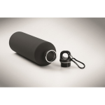 Gourde en inox recyclé avec finition caoutchoutée et mousqueton 750 ml couleur noir quatrième vue photographique