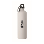 Gourde en inox recyclé avec finition caoutchoutée et mousqueton 750 ml couleur blanc vue avec zone d'impression
