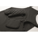 Set de cuisine en coton recyclé avec coutures matelassées 180 g/m² couleur noir deuxième vue photographique