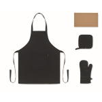 Set de cuisine en coton recyclé avec coutures matelassées 180 g/m² couleur noir quatrième vue