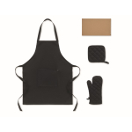 Set de cuisine en coton recyclé avec coutures matelassées 180 g/m² couleur noir cinquième vue