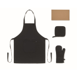 Set de cuisine en coton recyclé avec coutures matelassées 180 g/m² couleur noir sixième vue