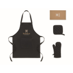 Set de cuisine en coton recyclé avec coutures matelassées 180 g/m² couleur noir deuxième vue principale