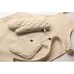 Set de cuisine en coton recyclé avec coutures matelassées 180 g/m² couleur beige deuxième vue photographique