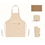 Set de cuisine en coton recyclé avec coutures matelassées 180 g/m² couleur beige quatrième vue