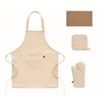 Set de cuisine en coton recyclé avec coutures matelassées 180 g/m² couleur beige cinquième vue