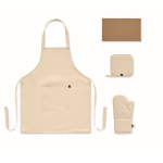 Set de cuisine en coton recyclé avec coutures matelassées 180 g/m² couleur beige sixième vue
