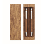 Set d’écriture en bois avec stylo à bille à encre bleue et porte-mines couleur bois deuxième vue