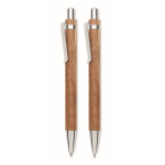 Set d’écriture en bois avec stylo à bille à encre bleue et porte-mines couleur bois troisième vue